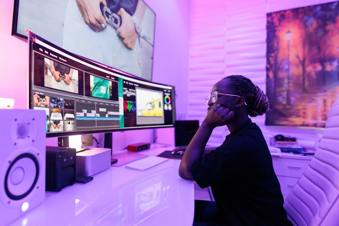 video editor working on timeline